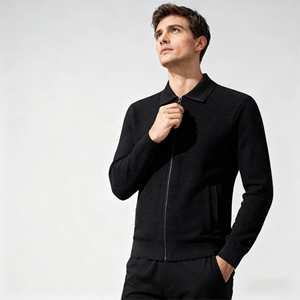 Chaqueta con cremallera y Cuello <span class=keywords><strong>de</strong></span> camisa <span class=keywords><strong>de</strong></span> punto texturizado para <span class=keywords><strong>hombre</strong></span>, estilo <span class=keywords><strong>urbano</strong></span> informal <span class=keywords><strong>de</strong></span> negocios para viajes diarios y salidas informales inteligentes - Product Image 5
