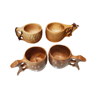 Set peralatan minum kayu ek kualitas tinggi kustom termasuk cangkir minum sendok kayu cetak Logo personal kaca rumah