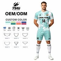 Jersey Sepak Bola Kustom untuk Dewasa, Unisex, Bahan Polyester, Cetak Nama Klub, Layanan OEM