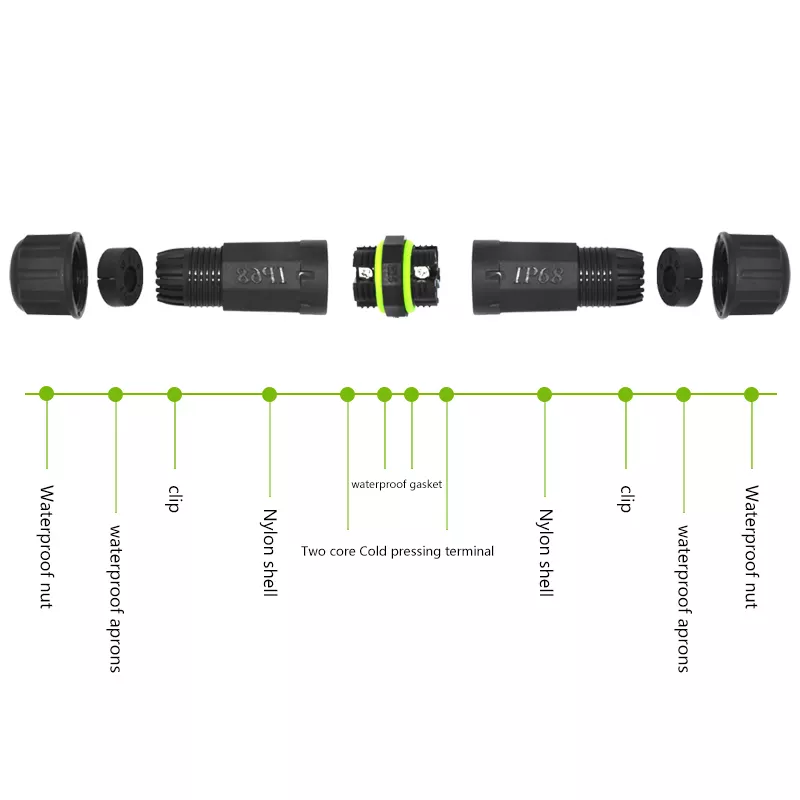 YXY M16 2-Pin IP68 Waterproof Power Connector Screw Lock