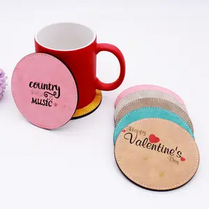 RubySub Bunte PU Leder Untersetzer Sublimation Blank Untersetzer Tee tasse Untersetzer