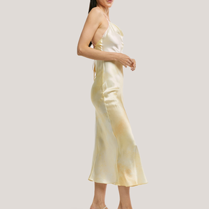 <span class=keywords><strong>Vestido</strong></span> de cóctel personalizado de satén de acetato sin <span class=keywords><strong>espalda</strong></span> de cintura alta para Falda <span class=keywords><strong>larga</strong></span> de mujer - Product Image 3