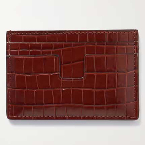 Portefeuille mince de luxe de haute qualité imprimé alligator avec logo personnalisé Porte-cartes en cuir véritable pour cadeau d'hôtel - Product Image 1