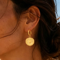 JUSNOVA Vente en gros de boucles d'oreilles en acier inoxydable, ensemble de boucles d'oreilles pendantes en or PVD 18 carats pour femmes, vente directe d'usine
