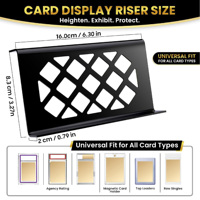 Vitrine élégante noire en acrylique à grille avec plusieurs emplacements, présentoir surélevé pour cartes TCG, Toploader et Slabs Gradés