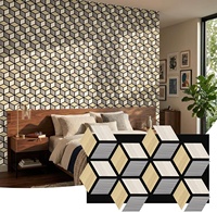Panneaux acoustiques en bois MDF avec placage en bois à grain visible, support en feutre PET à motif géométrique hexagonal, insonorisants pour projets intérieurs
