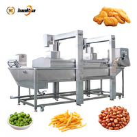 Machine industrielle de friture et de panification continue pour cacahuètes, friteuses avec convoyeur, machines de friture continue pour craquelins de porc