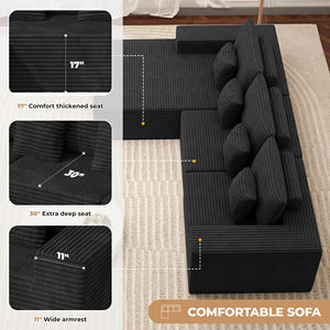 Canapé modulaire sectionnel extensible convertible en forme de L, chaise longue moderne rembourrée, siège profond, canapé-lit en mousse sans armature - Product Image 4