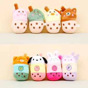 12cm Kawaii Soft Dolls Pendant Milk Tea Cute Stuffed Animal Toys Boba Plush Bubble Tea Toy Stuffed Boba Tea Plush Keychain Toys