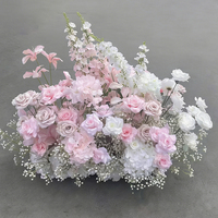 Composition florale artificielle 80 cm effet naturel, rose poudré et ivoire, pour allée de mariage et décoration d'événements/fêtes