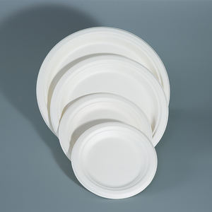 FULING Eco amigable Desechable Biodegradable Caña de azúcar Bagazo Vajilla Pulpa compostable Plato de papel redondo - Product Image 1