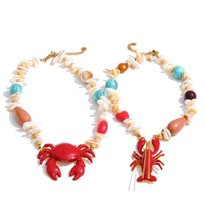 Xy 3405 Thời Trang Đại Dương Phong Cách Trang Sức Mới Handmade <span class=keywords><strong>Shell</strong></span> Acrylic Nhựa Đá Quý Cua Đỏ Tôm Hùm Mặt Dây Chuyền Vòng Cổ - Product Image 1