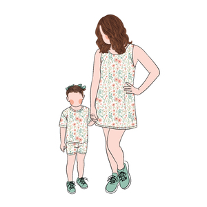 Su misura di bambù estate mamma e io famiglia abbinati abiti per bambine pantaloncini a manica corta Set per bambino e madre - Product Image 6