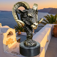 Sculpture de chèvre des montagnes en bronze majestueux - Statue d'animal sauvage sculptée à la main par procédé de fonte à la cire perdue, sculpture en bronze