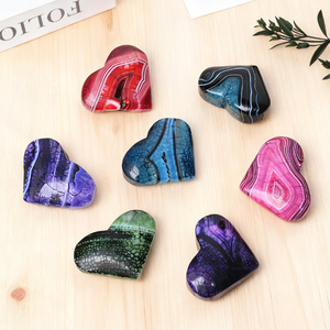 หินอาเกตแกะสลักรูปหัวใจหลากสีคุณภาพสูงสำหรับตกแต่ง ขายส่ง - Product Image 1