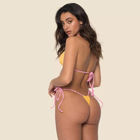 Oem Labels Bikini Fabrikant Hot Koop Custom Print Badpak Vrouwen Hoge Cut Tie Side Badmode