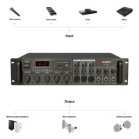 Amplificateur de sonorisation Kimway FCA8360 360W avec lecteur USB SD FM et contrôle d'écho/retard 3 zones