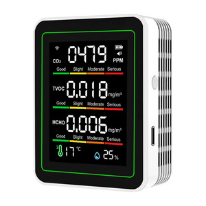 WiFi 5 In 1 Air Quality Monitor CO2 TVOC HCHO Temperature Humidity Sensor LCD Display Indoor Home Use - Product Image 1