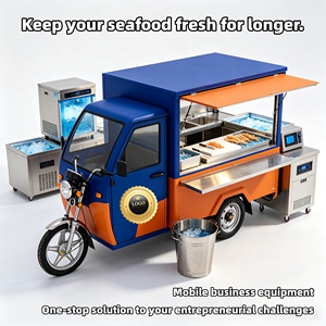 Remolque Robusto Azul y Naranja para Servicio de Comida Móvil, Construcción de Acero Inoxidable Resistente a la Corrosión, Ideal para Hot Dogs, Dulces y Papas Fritas - Product Image 1