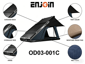 Enjoin Lightweight Hard Aluminum Roof Top <b>Tent</b> 4 Person with Solar <b>Waterproof</b> Side Open Rooftop <b>Tent</b> 4x4 Car RTT - Product Image 1