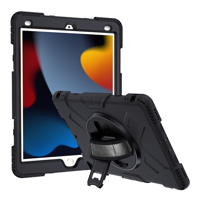 Kids Silicone Bumper Hand Strap Rotating Stand Pencil Slot Universal Rugged Tablet Cover for iPad Case 10.2 7th/8th/9th Gen Case