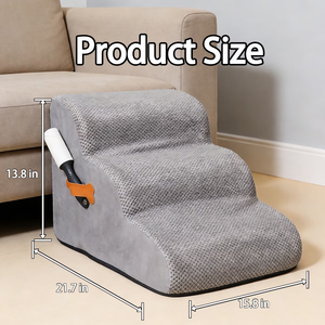 Rampe d'escalier pour chien de luxe 40 cm à 3 niveaux, escalier pour animaux de compagnie avec revêtement en tissu durable, imperméable et antidérapant pour petits chiens et chats - Product Image 6
