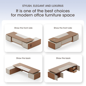 סט ריהוט משרדי מודרני MDF, שולחן בצורת L למנכ\\\"ל/מנהל וכיסא מנהלים - Product Image 4