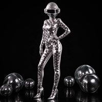 Costume de scène sexy avec miroirs pour danseuse Gogo de boîte de nuit, combinaison faite main avec miroirs, tenue de scène pour adultes avec casque