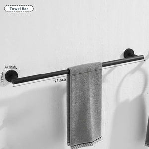 Juego de Accesorios para Baño con Revestimiento Negro Mate, Moderno Juego de Toallero y Gancho para Batas - Product Image 2