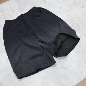 Shorts en coton noir délavé pour hommes, avec cordon de serrage, poche zippée, tricoté, décontracté, vintage, streetwear, OEM ODM - Product Image 6