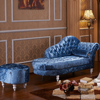 Canapé Chaise Longue en Tissu Bleu Design Moderne Haut de Gamme pour Salon avec Repose-Pieds