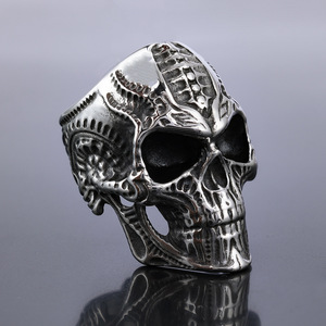 <span class=keywords><strong>Retro</strong></span> estilo <span class=keywords><strong>punk</strong></span> gótico aço inoxidável esqueleto crânio cabeça osso dedo anéis para homens - Product Image 3