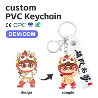 Llaveros Promocionales de PVC 2D/3D con Diseño de Animales de Dibujos Animados, Logotipo Personalizado, Color Personalizado y Grosor de 2-4 mm