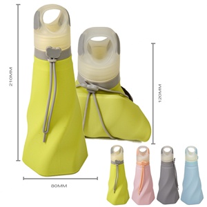 Wholesale <b>500ml</b> Portable Foldable Leak Proof Silicone Sports <b>Water</b> <b>Bottle</b> Outdoor Environmentally Friendly Travel Cup - Product Image 4