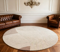 Tapis rond de qualité supérieure, forme circulaire, tapis en laine, design simple et coloré, salon