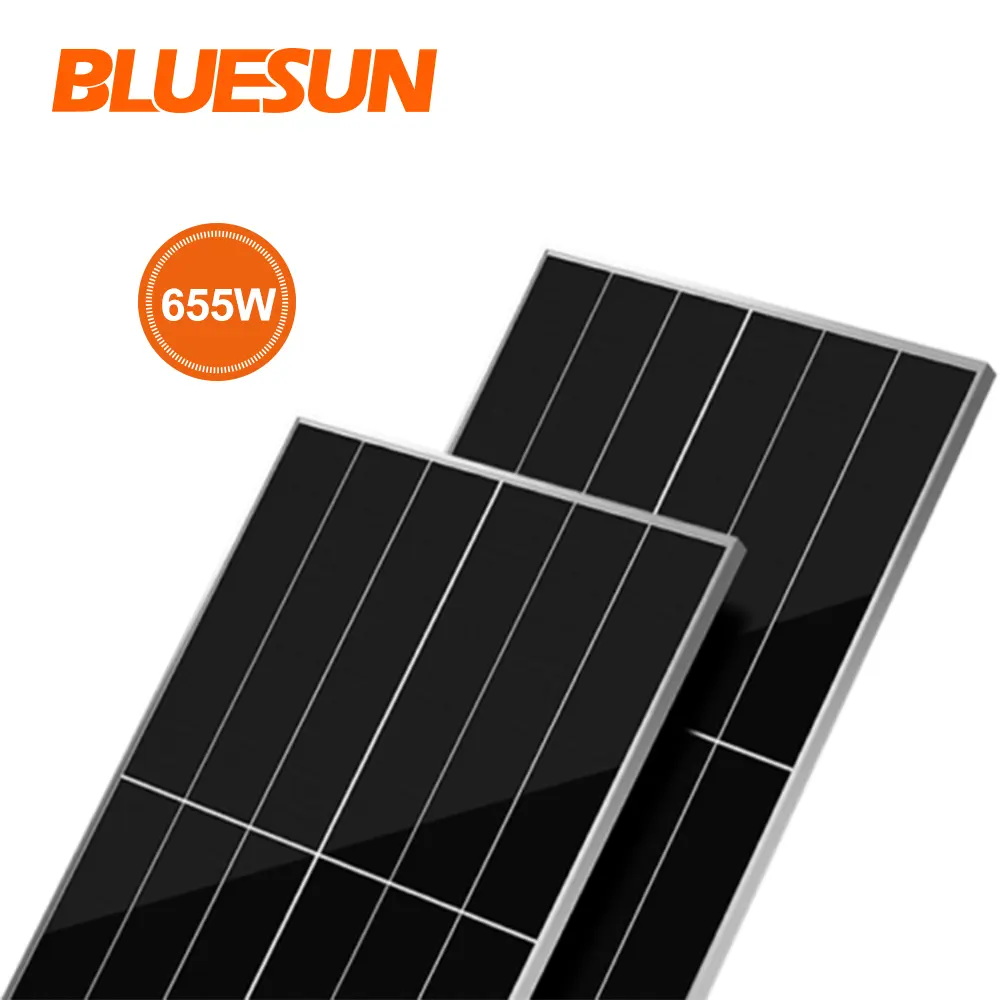 Bluesun 태양 630W 210MM Bifacial 듀얼 유리 635W 태양 전지 패널 640W 650W 하이브리드 그리드 태양 전지 패널 655W