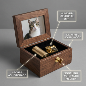 Caja Musical de Manivela para Recuerdos de Pelo de Mascotas - Diseño Europeo de Madera Minimalista Moderno, Ecológico, de 5-7 Pulgadas - Product Image 2
