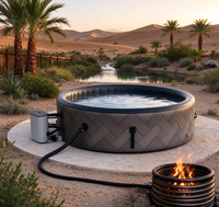 Bain à remous extérieur au bois pour jardin, avec réservoir galvanisé et serpentin de chauffage en acier inoxydable pour le glamping