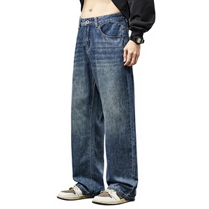 AAFII IMPEX Jean bleu décontracté pour homme, coupe ample, jambe large, droit, en denim délavé, écologique, respirant, léger, classique - Product Image 3