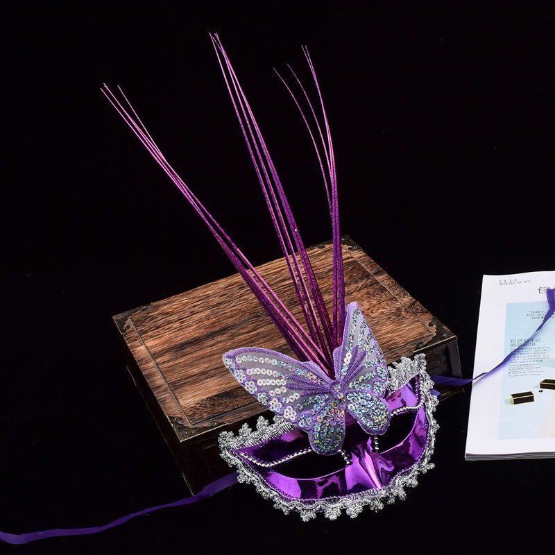 Luminous princess Butterfly rain silk mask Children's Day masquerade party costume half-face female mask party mask