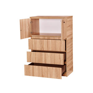 Armoire à dossiers moderne en contreplaqué de chêne durable Sonoma avec serrure et 3 tiroirs, boîtes et bacs de rangement en papier laminé Amino - Product Image 2