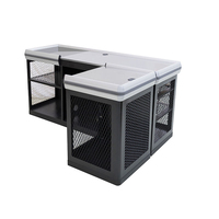 Comptoir de caisse modulaire en forme de L personnalisable avec armoire et plateau pour clavier pour magasin de centre commercial