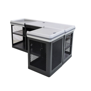 Comptoir de caisse modulaire en forme de L personnalisable avec armoire et plateau pour clavier pour magasin de centre commercial - Product Image 2