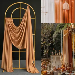 Wedding Decoration Chiffon Strip Fabric Wedding Wood Frame Arched Curtain Background Wall Wedding Event Decoration