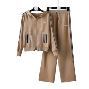 Completo sportivo in maglia ricamato casual primaverile/autunnale 2026, nuovo, con giacca con cappuccio <span class=keywords><strong>e</strong></span> cerniera <span class=keywords><strong>e</strong></span> pantaloni a gamba larga, due pezzi 1022 - Product Image 5