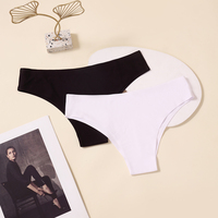 Jeune fille sans couture respirant G-String string culotte taille basse solide motif polyester Sexy tricoté conception