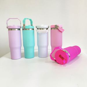 Lot de 25 bouteilles d'eau à double paroi de 30 oz, couleur mate, avec poignée, pour sublimation par transfert thermique - Product Image 2