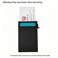 Caja de Aluminio Minimalista para Tarjetas de Crédito con Protección RFID, con Logotipo OEM Personalizado, para Hombre, con Placa Integrada
