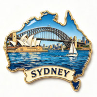 Aimant de réfrigérateur en métal émaillé rigide, design personnalisé, vente en gros du fabricant, souvenir touristique australien de Sydney
