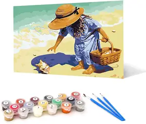Vente en gros à bas prix Adultes Débutant Enfants Peinture par Numéros Kits Plage Shell Fille numéro peinture à l'huile bricolage